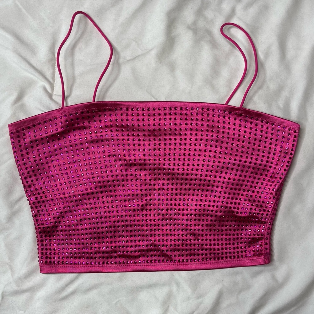 Robin Rhinestone Cami - Hot Pink (size small)